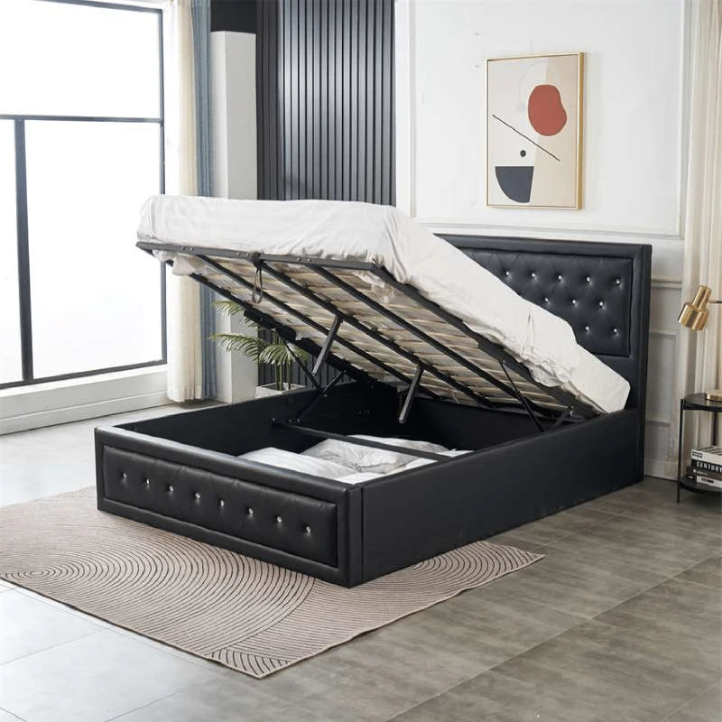 black ottoman double bed