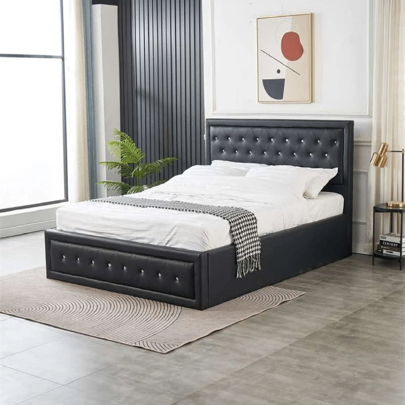 leather storage beds