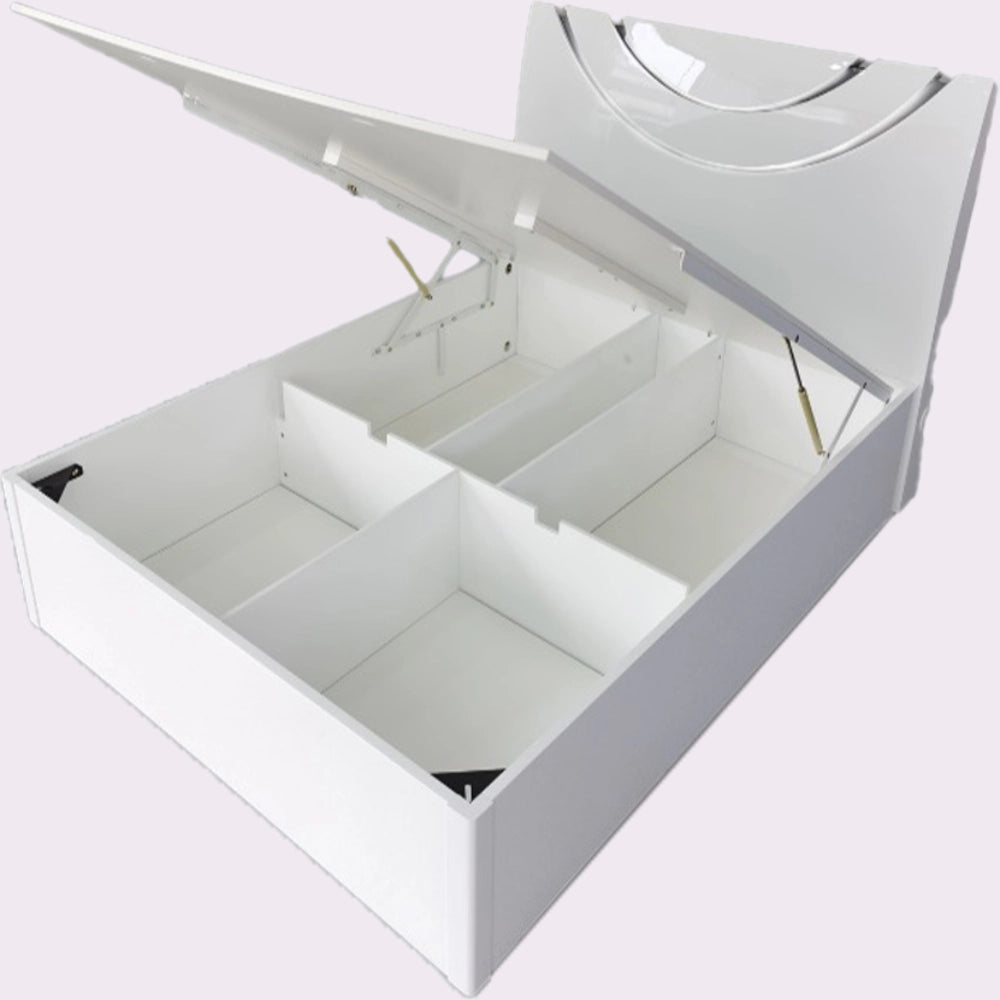 white double ottoman bed