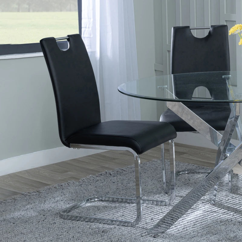 faux leather dining chairs black