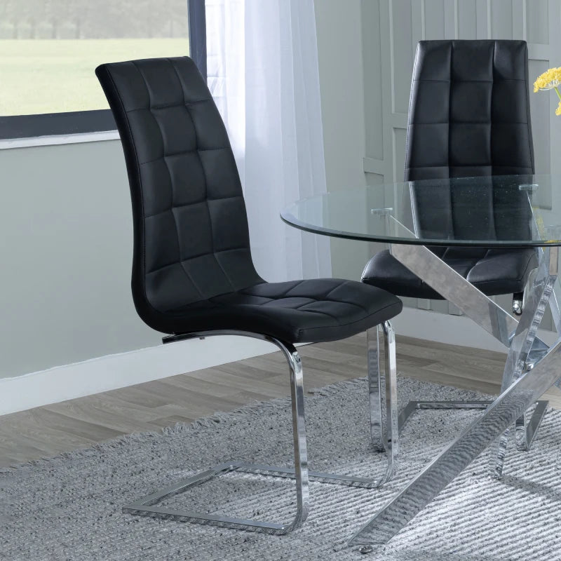 dining chairs with chrome legs black
