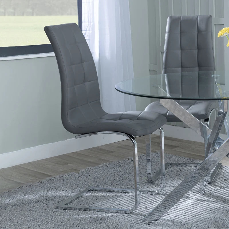 grey dining chairs chrome legs