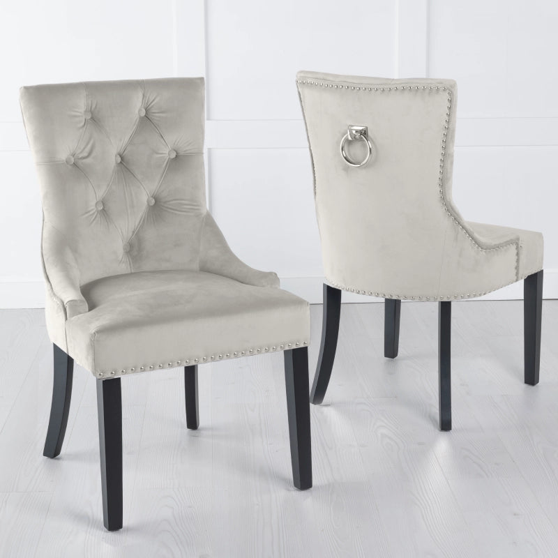 Champagne Dining Chair with Black Legs
