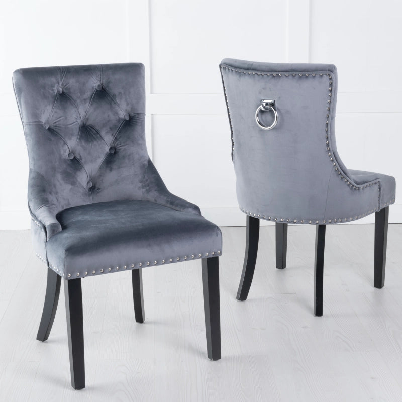 Grey Dining Chair with Black Legs