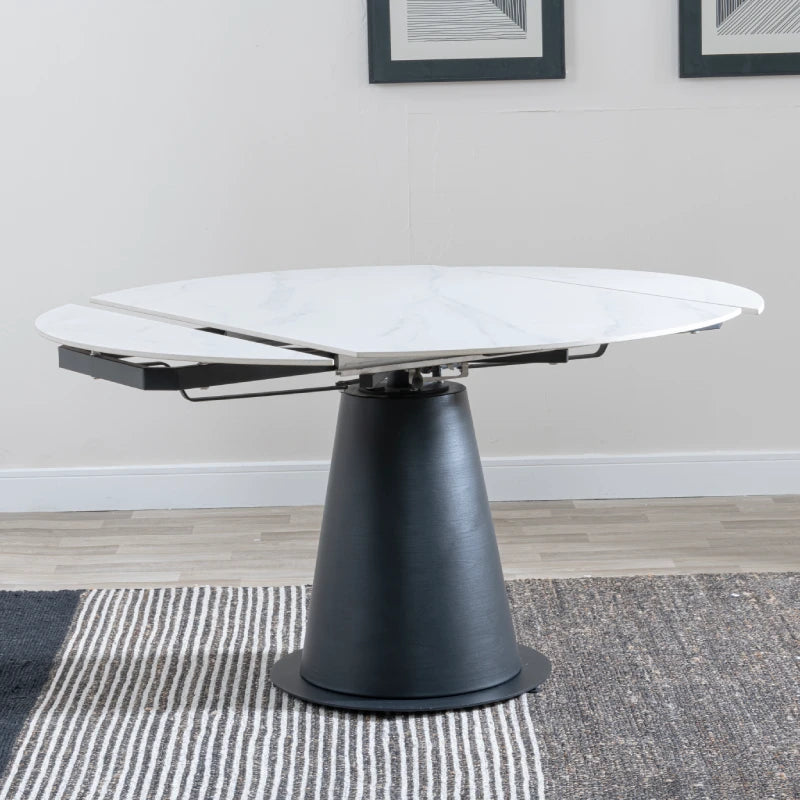 extendable round dining table with pedestal base
