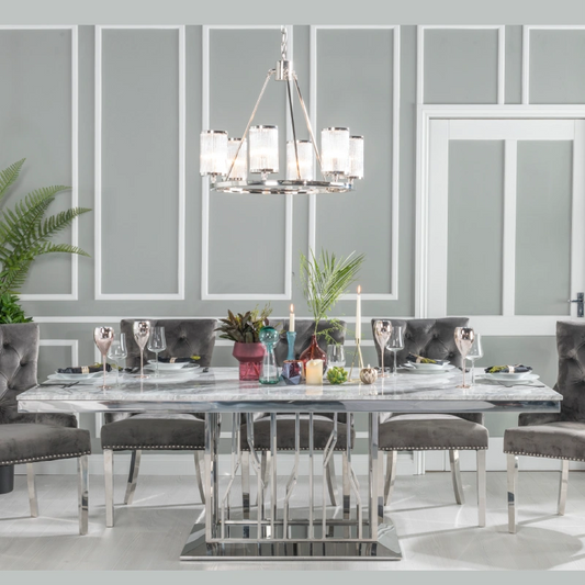 Marble and chrome dining table