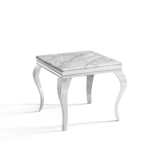 Marble top side table with chrome legs