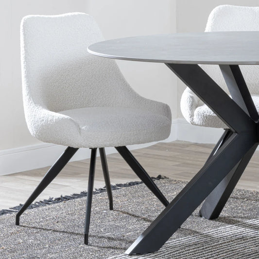 Cream velvet swivel chair